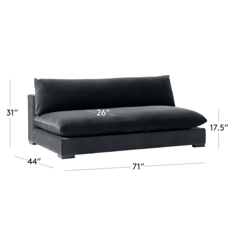 View Deseo 71" Charcoal Grey Performance Velvet Deep Depth Armless Loveseat - image 3 of 11