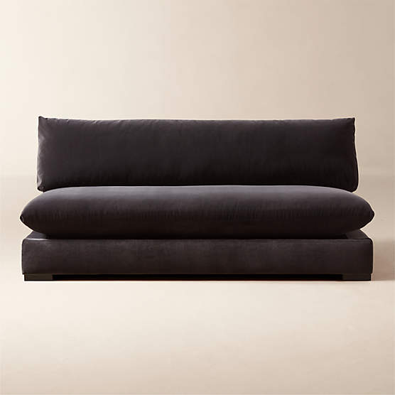 Deseo 71" Charcoal Grey Performance Velvet Deep Depth Armless Loveseat