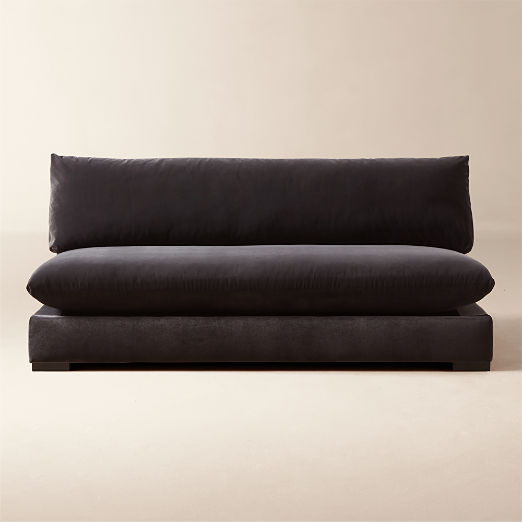 Deseo 71" Charcoal Grey Performance Velvet Deep Depth Armless Loveseat