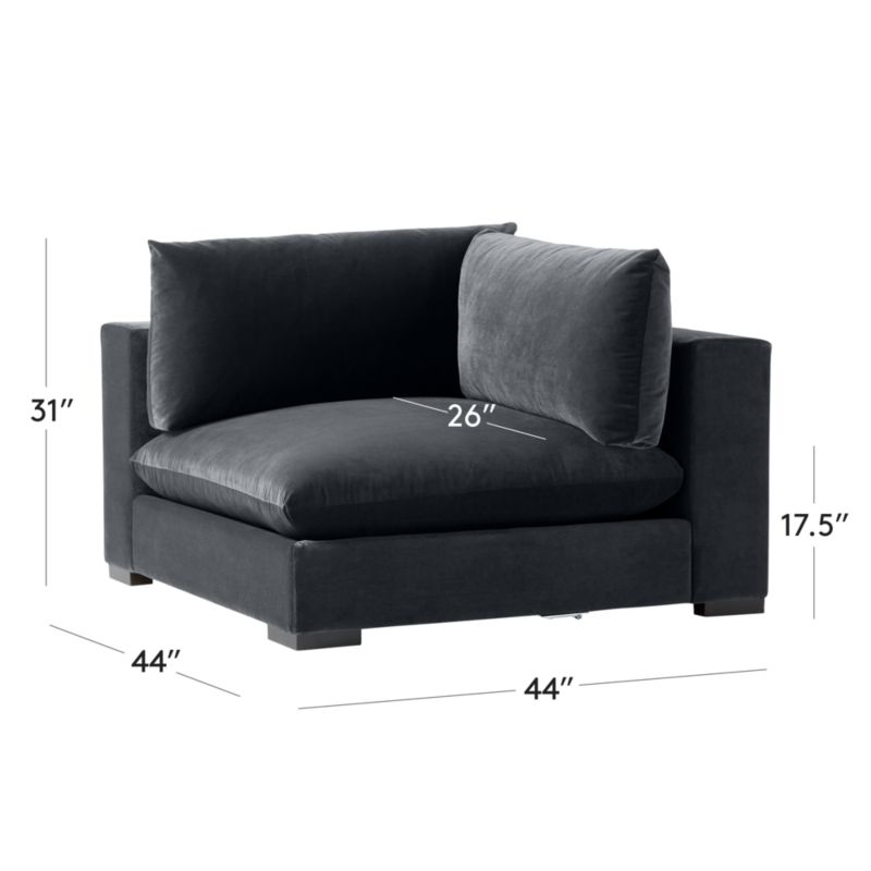 View Deseo Charcoal Grey Performance Velvet Deep Depth Corner Chair - image 3 of 8