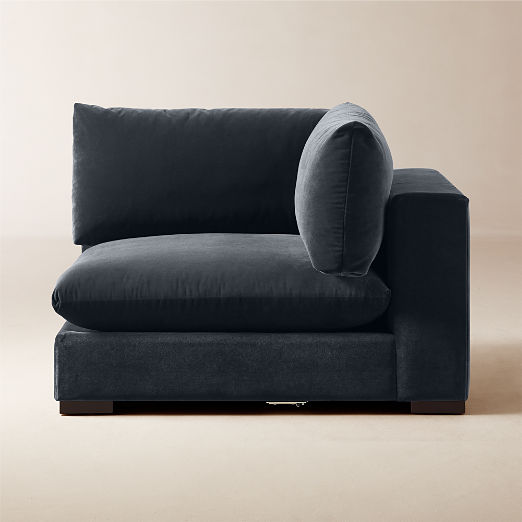 Deseo Charcoal Grey Performance Velvet Deep Depth Corner Chair