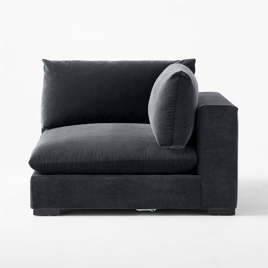 Deseo Charcoal Grey Performance Velvet Deep Depth Corner Chair