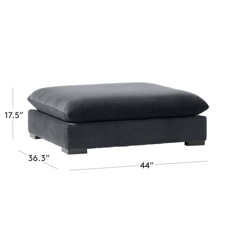 View Deseo Charcoal Grey Performance Velvet Deep Depth Ottoman - image 3 of 7