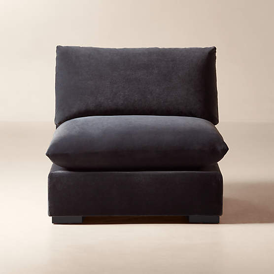 Deseo Charcoal Grey Performance Velvet Standard Depth Armless Chair