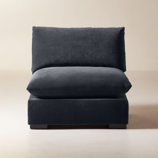 Deseo Charcoal Grey Performance Velvet Standard Depth Armless Chair