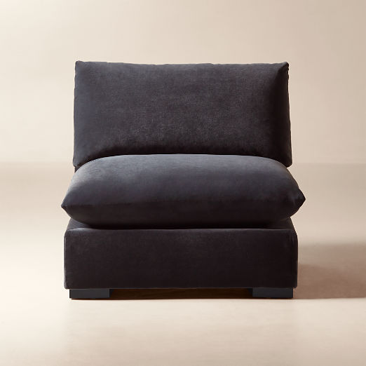 Deseo Charcoal Grey Performance Velvet Standard Depth Armless Chair