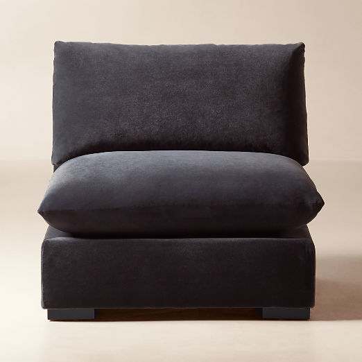 Deseo Charcoal Grey Performance Velvet Standard Depth Armless Chair