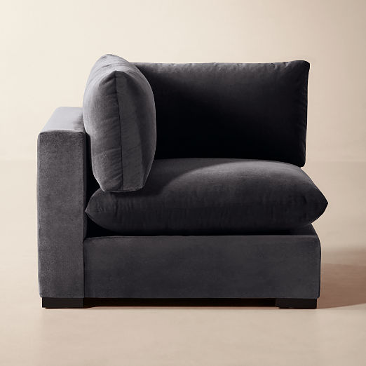 Deseo Charcoal Grey Performance Velvet Standard Depth Corner Chair