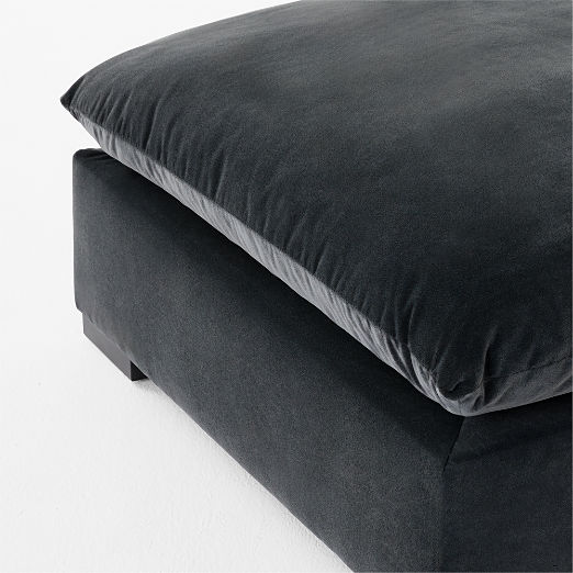 Deseo Charcoal Grey Performance Velvet Standard Depth Ottoman