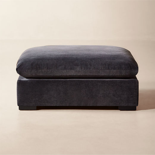 Deseo Charcoal Grey Performance Velvet Standard Depth Ottoman