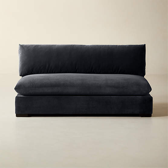 Deseo 65" Charcoal Grey Performance Velvet Standard Depth Armless Loveseat