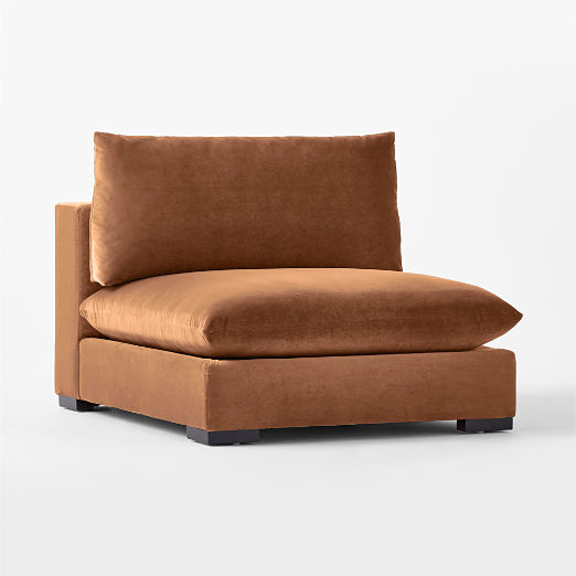 Deseo Copper Brown Performance Velvet Deep Depth Armless Chair