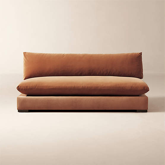 Deseo Charcoal Grey Performance Velvet Armless Loveseat CB2