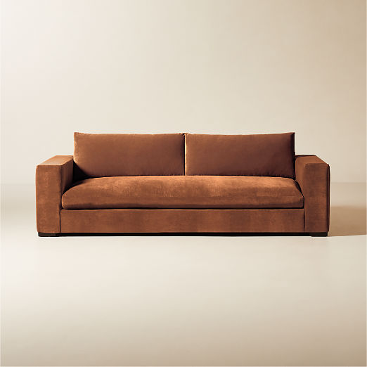 Deseo 94.5" Copper Brown Performance Velvet Deep Depth Sofa