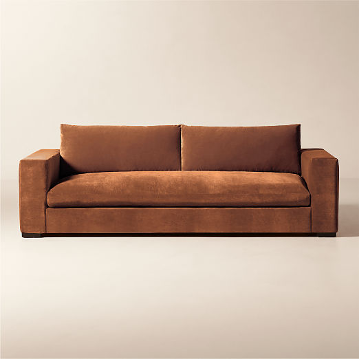 Deseo 94.5" Copper Brown Performance Velvet Deep Depth Sofa
