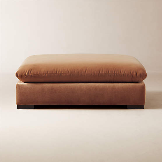 Deseo Copper Brown Performance Velvet Deep Depth Ottoman