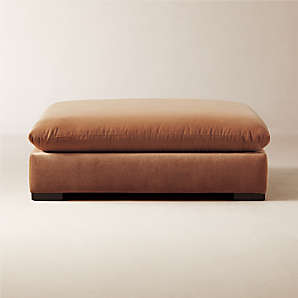 Modern Brown Pouf Ottomans CB2