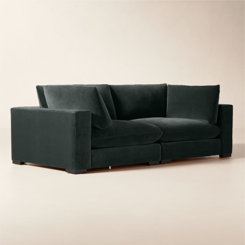 Deseo 2-Piece Grey Blue Performance Velvet Deep Depth Sectional Sofa - image 1 of 7