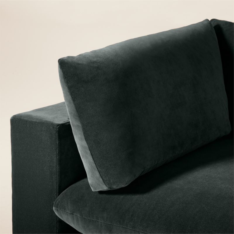 Deseo 3-Piece Grey Blue Performance Velvet Deep Depth Sectional Sofa with Ottoman - image 5 of 7