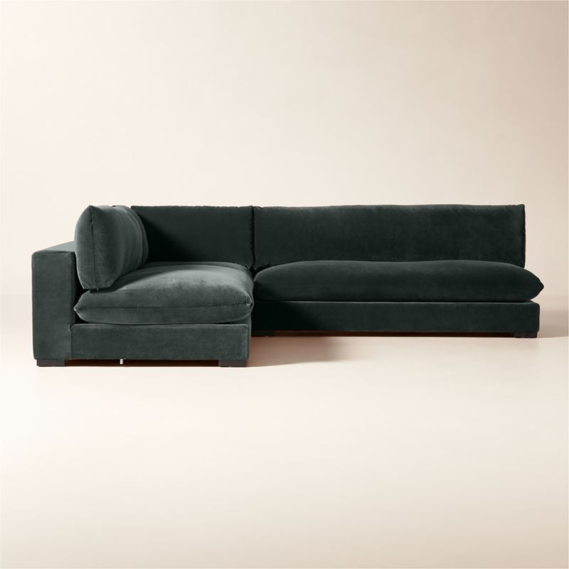 Deseo 3-Piece Modular Grey Blue Performance Velvet Deep Depth Sectional Sofa with Loveseat - image 3 of 8