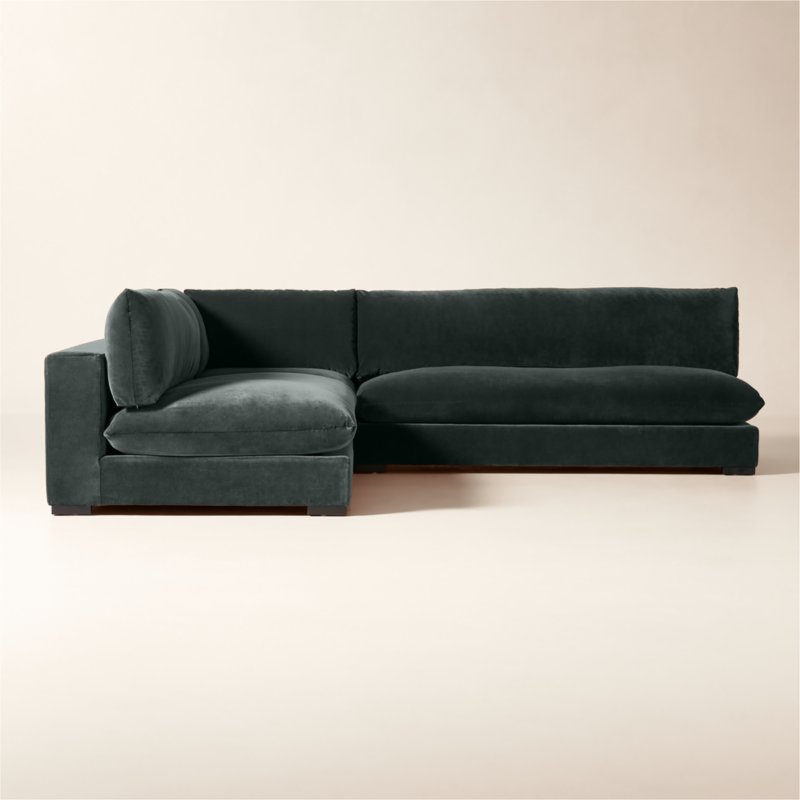 Deseo 3-Piece Modular Grey Blue Performance Velvet Deep Depth Sectional Sofa with Loveseat - image 3 of 8