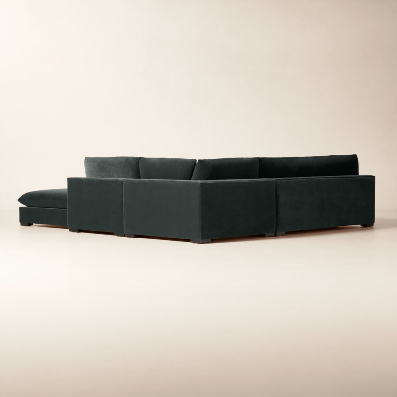 Deseo 4-Piece Grey Blue Performance Velvet Deep Depth Sectional Sofa with Loveseat - image 4 of 8