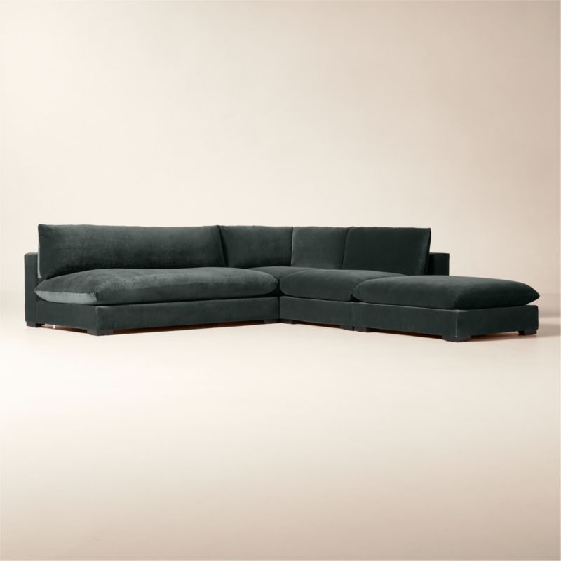 Deseo 4-Piece Grey Blue Performance Velvet Deep Depth Sectional Sofa with Loveseat - image 1 of 7