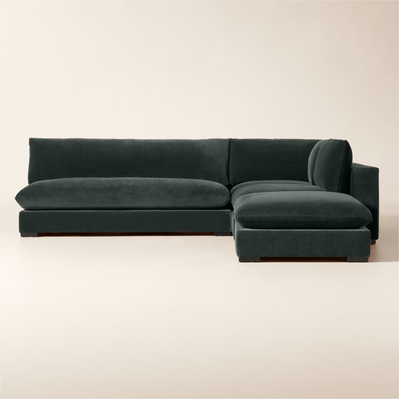 Deseo 4-Piece Grey Blue Performance Velvet Deep Depth Sectional Sofa with Loveseat - image 0 of 8