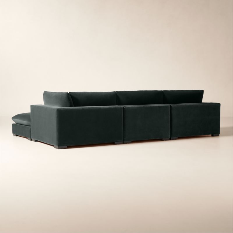 Deseo 4-Piece Grey Blue Performance Velvet Deep Depth Sectional Sofa - image 4 of 8
