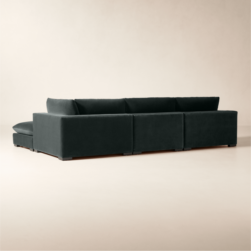 Deseo 4-Piece Grey Blue Performance Velvet Deep Depth Sectional Sofa - image 4 of 8