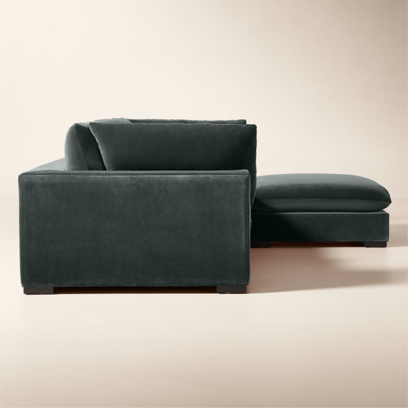 Deseo 4-Piece Grey Blue Performance Velvet Deep Depth Sectional Sofa - image 3 of 8