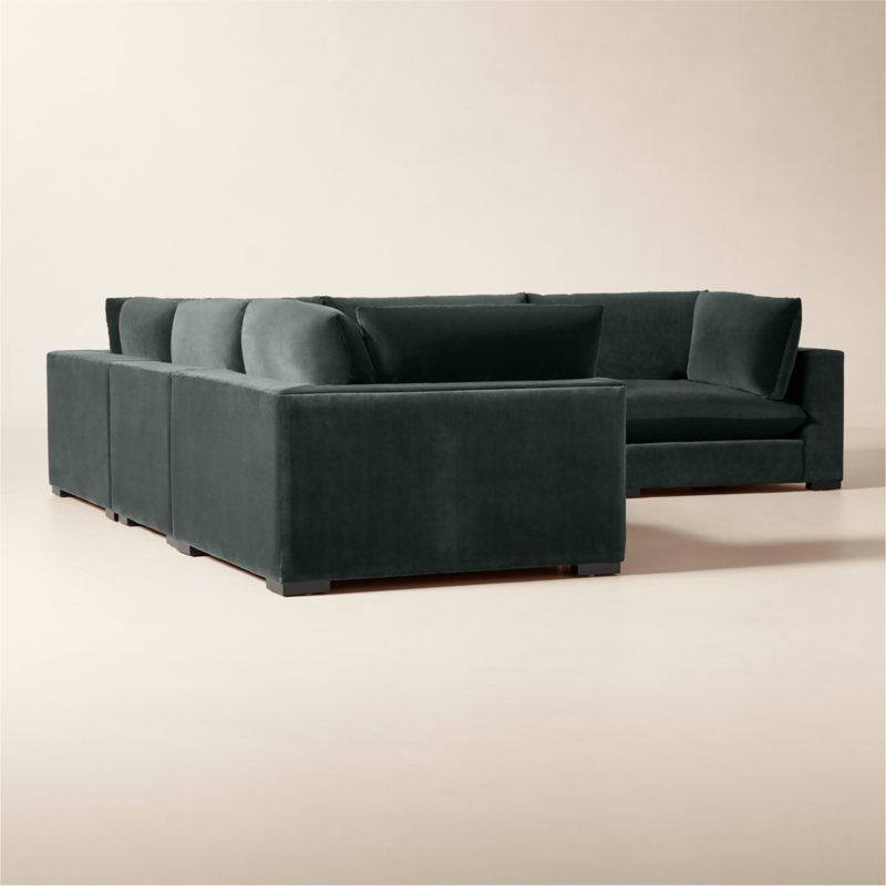 Deseo 5-Piece Grey Blue Performance Velvet Deep Depth Sectional Sofa - image 2 of 8