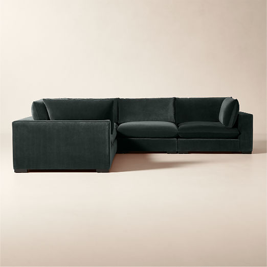 Deseo 5-Piece Grey Blue Performance Velvet Deep Depth Sectional Sofa