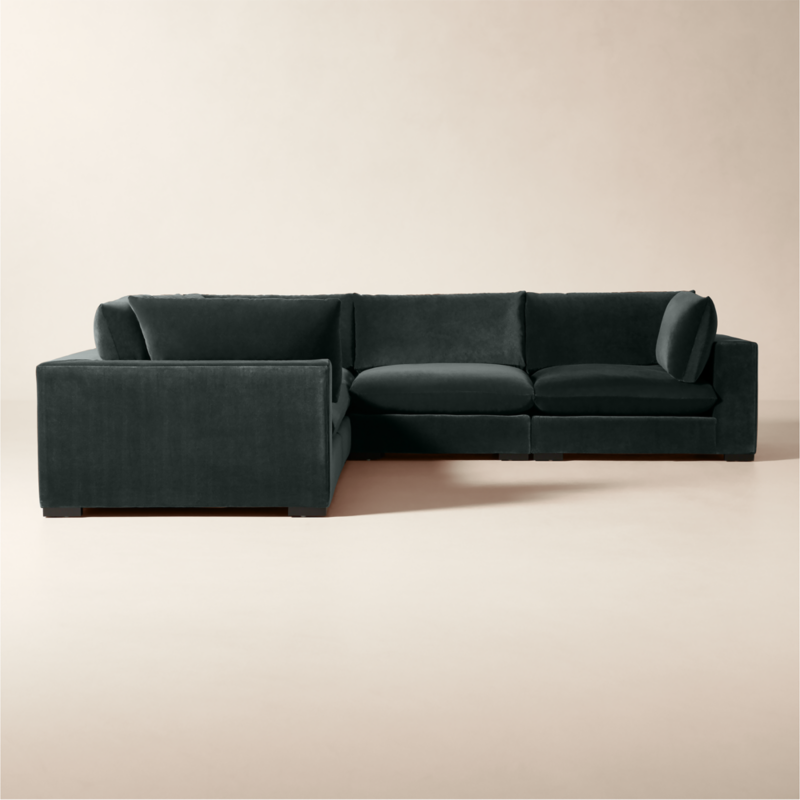 Deseo 5-Piece Grey Blue Performance Velvet Deep Depth Sectional Sofa - image 0 of 8
