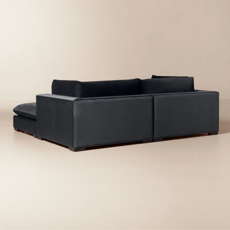 Deseo 3-Piece Charcoal Grey Performance Velvet Deep Depth Sectional Sofa with Ottoman - image 4 of 11