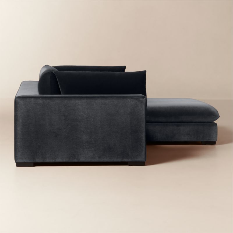 Deseo 3-Piece Charcoal Grey Performance Velvet Deep Depth Sectional Sofa with Ottoman - image 3 of 11
