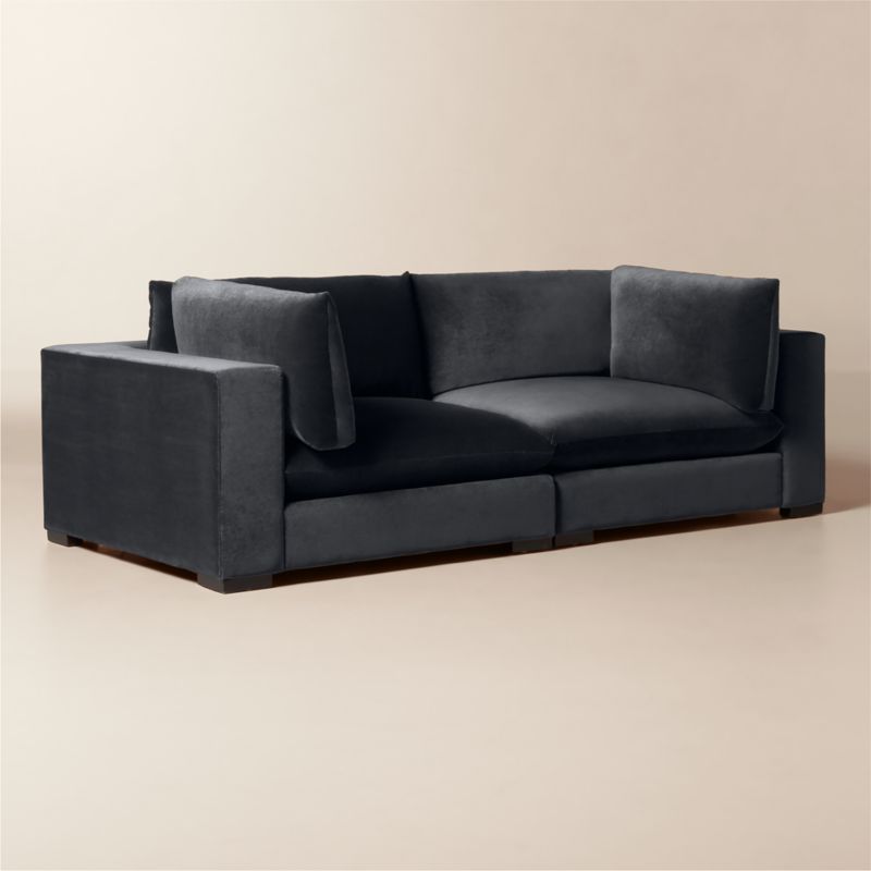 Deseo Deep Depth Charcoal Grey Performance Velvet 2-Piece Sectional Sofa - image 2 of 11