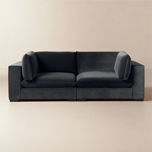 Deseo 2-Piece Charcoal Grey Performance Velvet Deep Depth Sectional Sofa