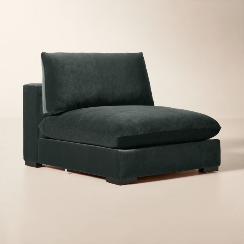 Deseo Grey Blue Performance Velvet Deep Depth Armless Chair - image 1 of 7