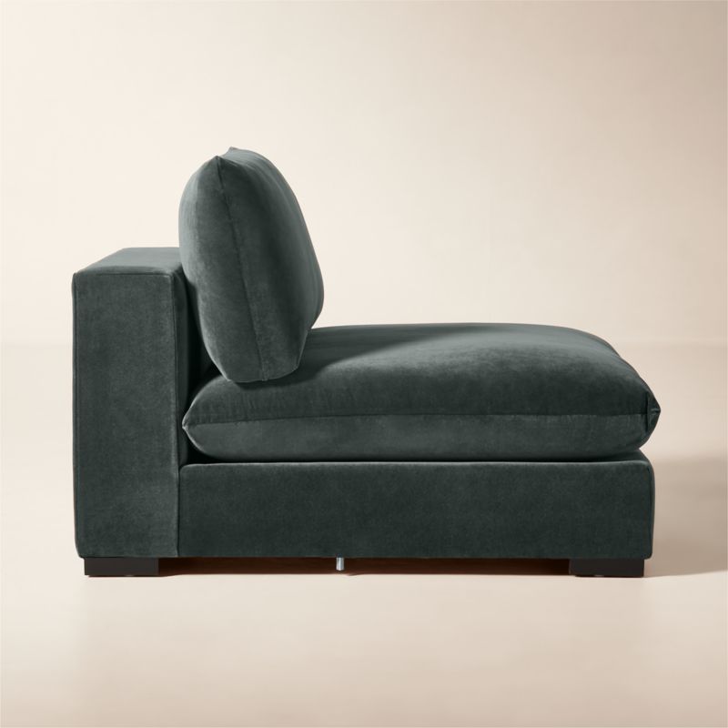 Deseo Grey Blue Performance Velvet Deep Depth Armless Chair - image 2 of 7
