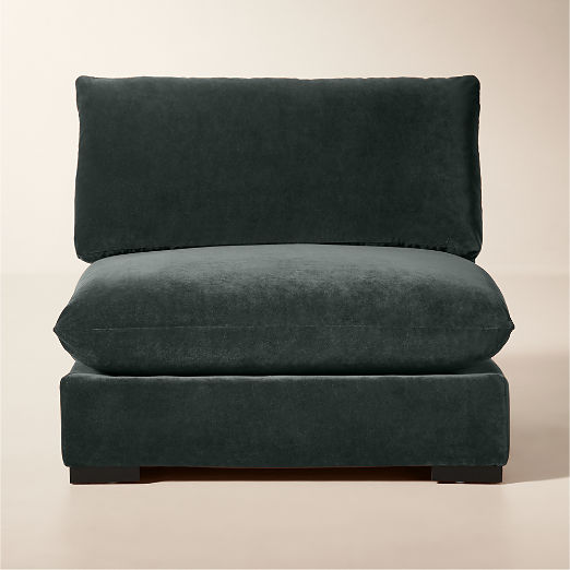Deseo Grey Blue Performance Velvet Deep Depth Armless Chair