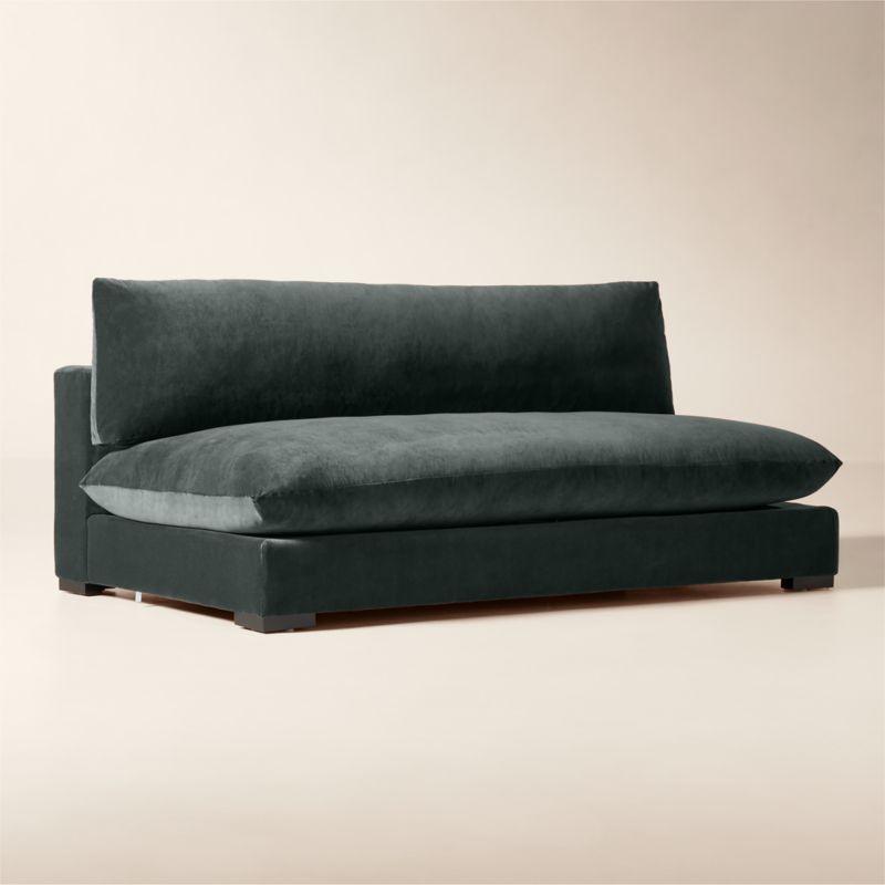 Deseo 71" Grey Blue Performance Velvet Deep Depth Armless Loveseat - image 1 of 7