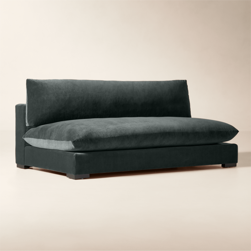 Deseo 71" Grey Blue Performance Velvet Deep Depth Armless Loveseat - image 1 of 7