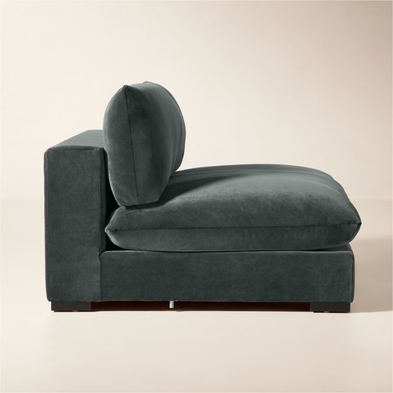Deseo 71" Grey Blue Performance Velvet Deep Depth Armless Loveseat - image 2 of 7