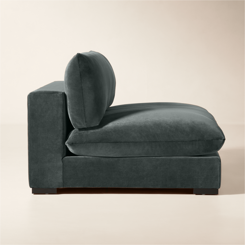 Deseo 71" Grey Blue Performance Velvet Deep Depth Armless Loveseat - image 2 of 7