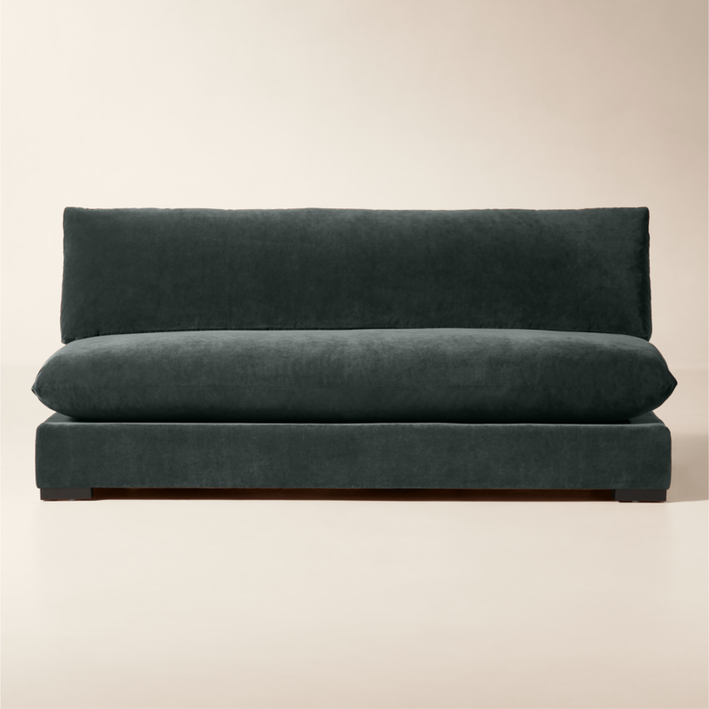 Deseo 71" Grey Blue Performance Velvet Deep Depth Armless Loveseat - image 0 of 7