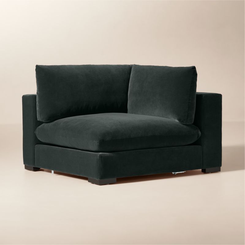Deseo Grey Blue Performance Velvet Deep Depth Corner Chair - image 1 of 5