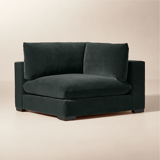 Deseo Grey Blue Performance Velvet Deep Depth Corner Chair