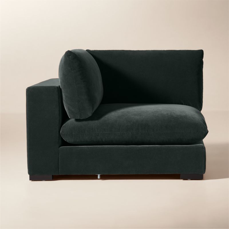 Deseo Grey Blue Performance Velvet Deep Depth Corner Chair - image 2 of 5