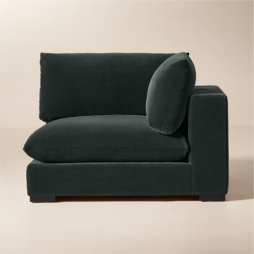 Deseo Grey Blue Performance Velvet Deep Depth Corner Chair